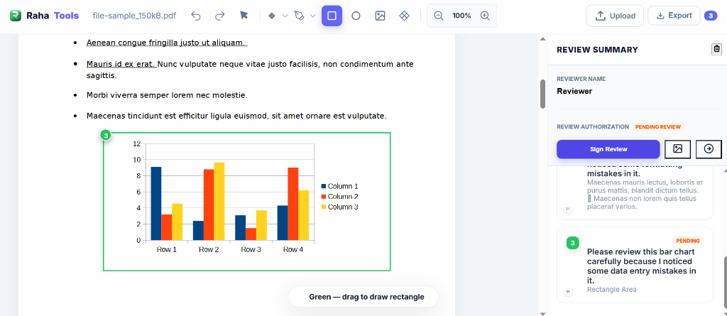 Drawing a rectangle on a PDF chart