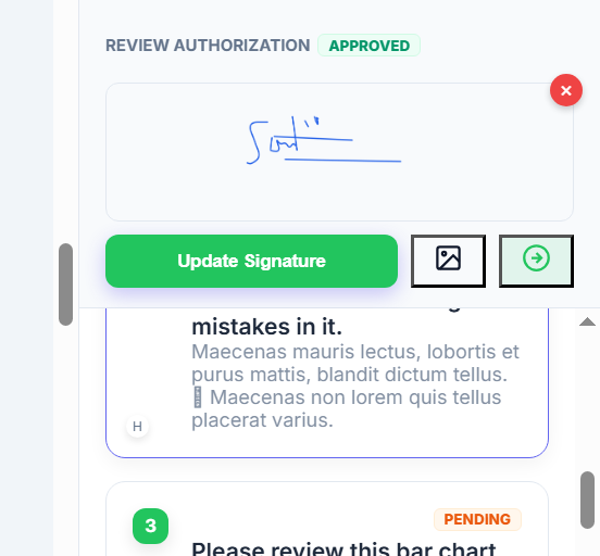 Review Approved Status with Signature