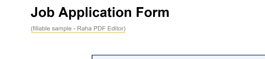 A line of text underlined in gold in Raha PDF Editor