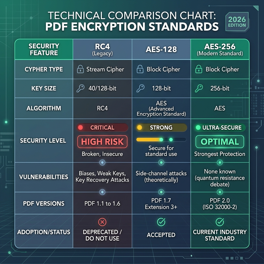 Comparison of PDF Encryption Standards: RC4 vs AES