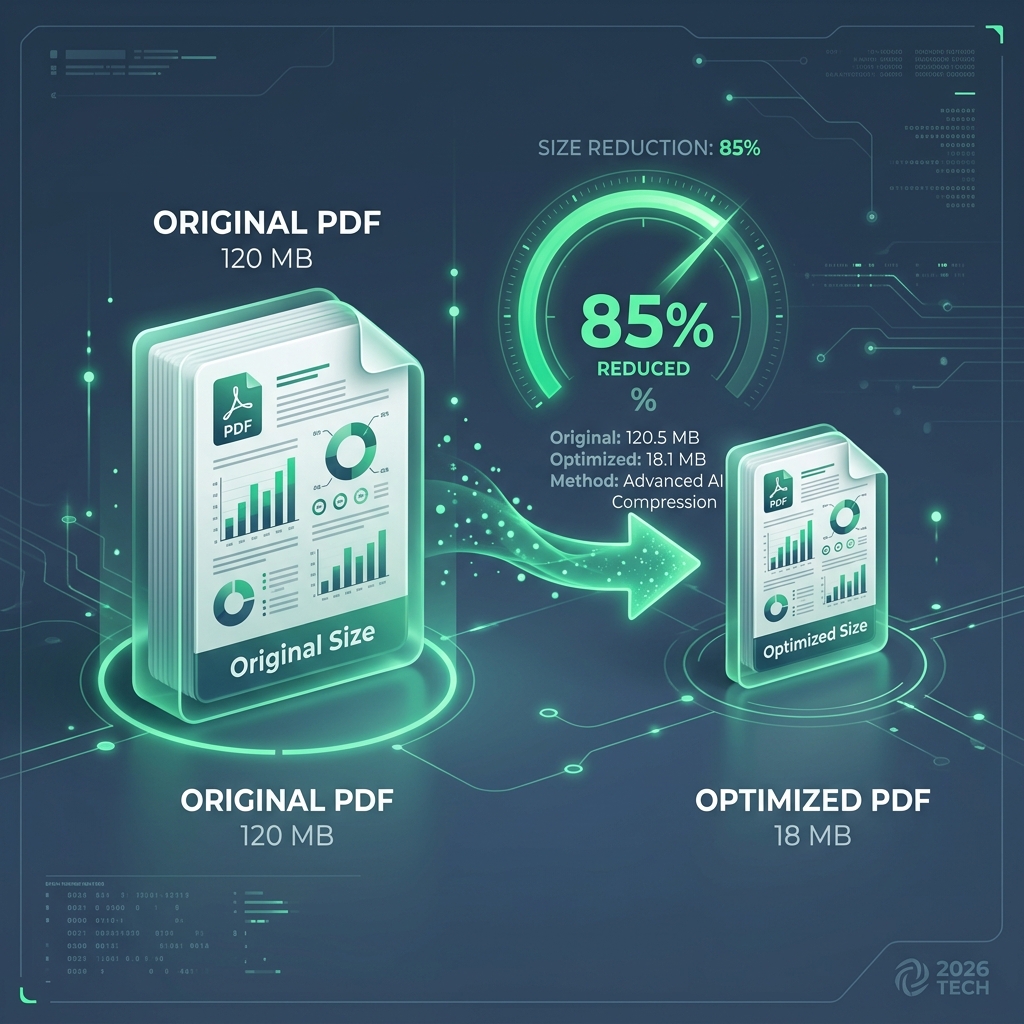 PDF Compression Efficiency: Original vs Optimized comparison